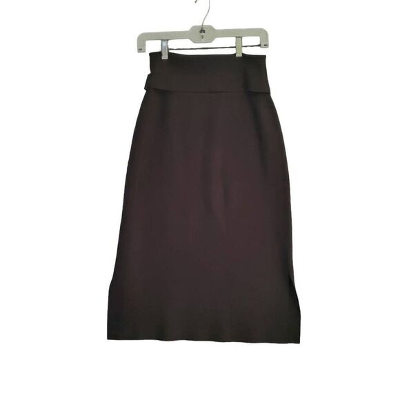 MM Lafleur Dresses & Skirts - MM Lafleur Women's Extra Stretch Knit Gray Fold Over Side Slits Stright Skirt M